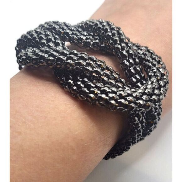 Gunmetal Love Knot Chunky Chain Bracelet Box Clasp 8.5in - Picture 5 of 6